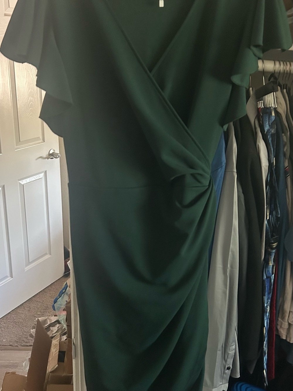 Forest Green Wrap-Style Women's Dress